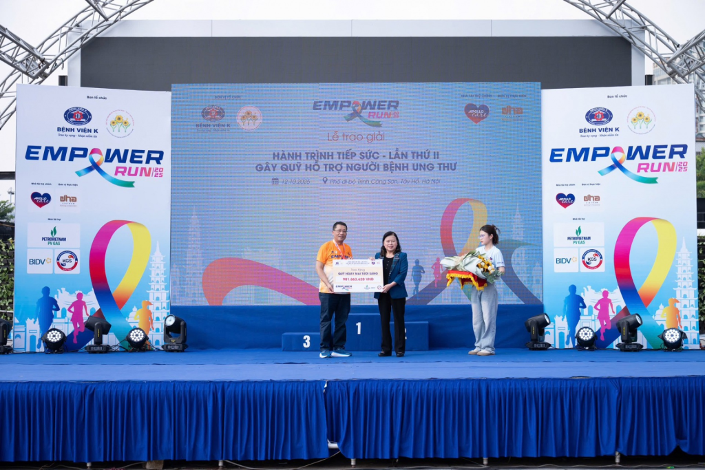 Năm nay giải nhận được hơn 900 triệu đồng để tặng người bệnh nghèo, giúp họ yên tâm điều trị bệnh. Ảnh : Bệnh viện K